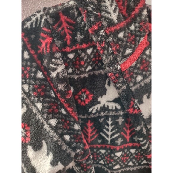 Cuddl Duds Kid's Moose Polar Bear Xmas Hooded Belted Robe Loungewear Size M 8/10 - Picture 2 of 9